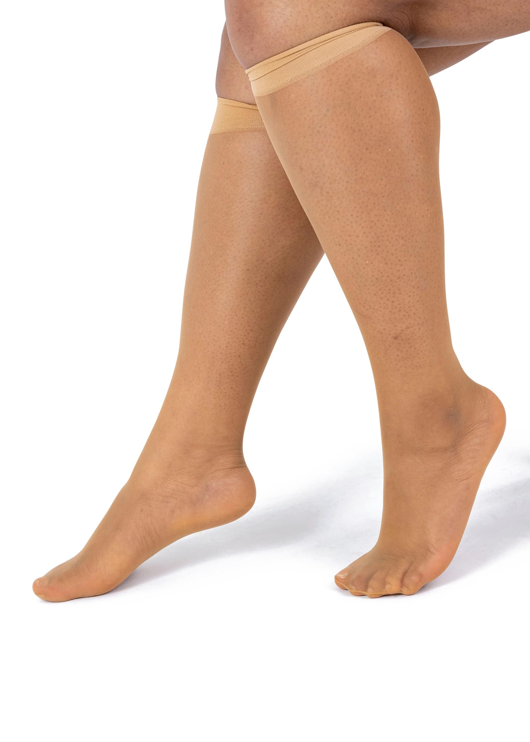Plus Size Knee High Socks for Women | 15D Sheer Stockings, Nylon Knee Highs
