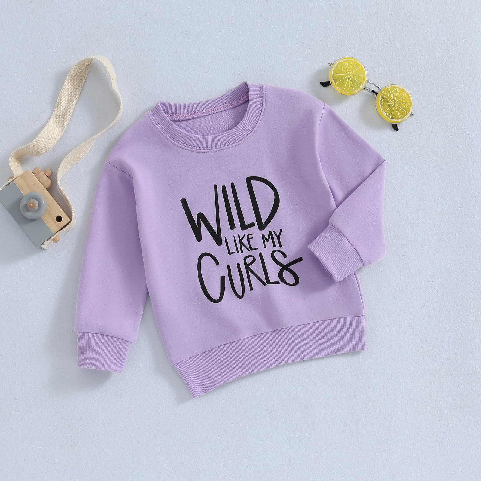 MERSARIPHY Toddler Baby Girl Sweatshirt WILD LIKE MY CURLS Pullover Sweatshirt Sweater Long Sleeve Tops Girl Fall Winter Clothes (Purple, 4-5T)