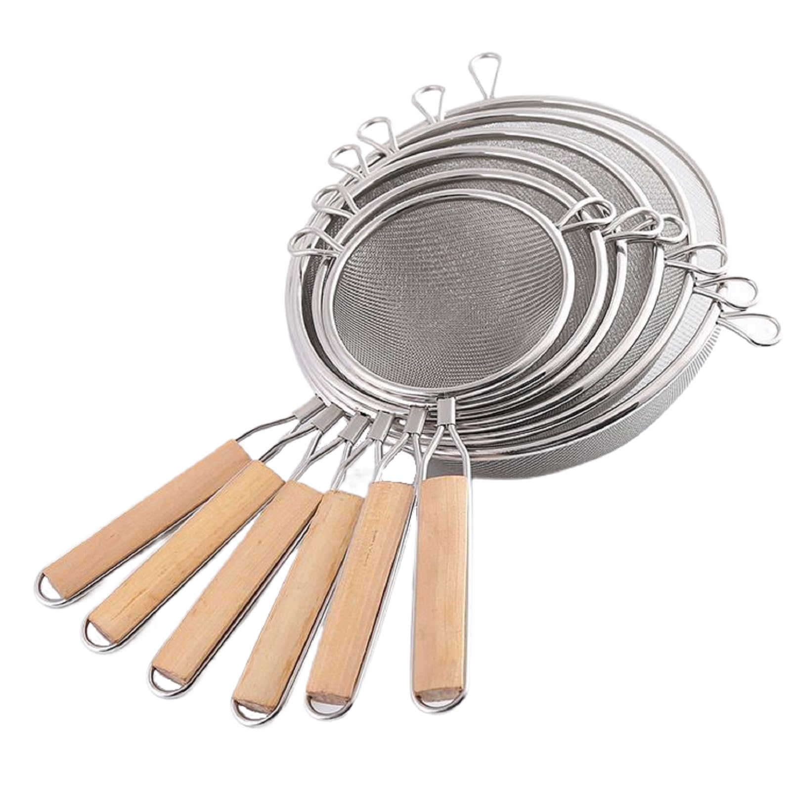 Juego de coladores de Malla Fina 6PCS, Coladores de Malla Fina de Acero Inoxidable, Tamices y coladores, Juego de coladores de Alimentos, Juego de tamices de Cocina de Malla de Alambre Fino