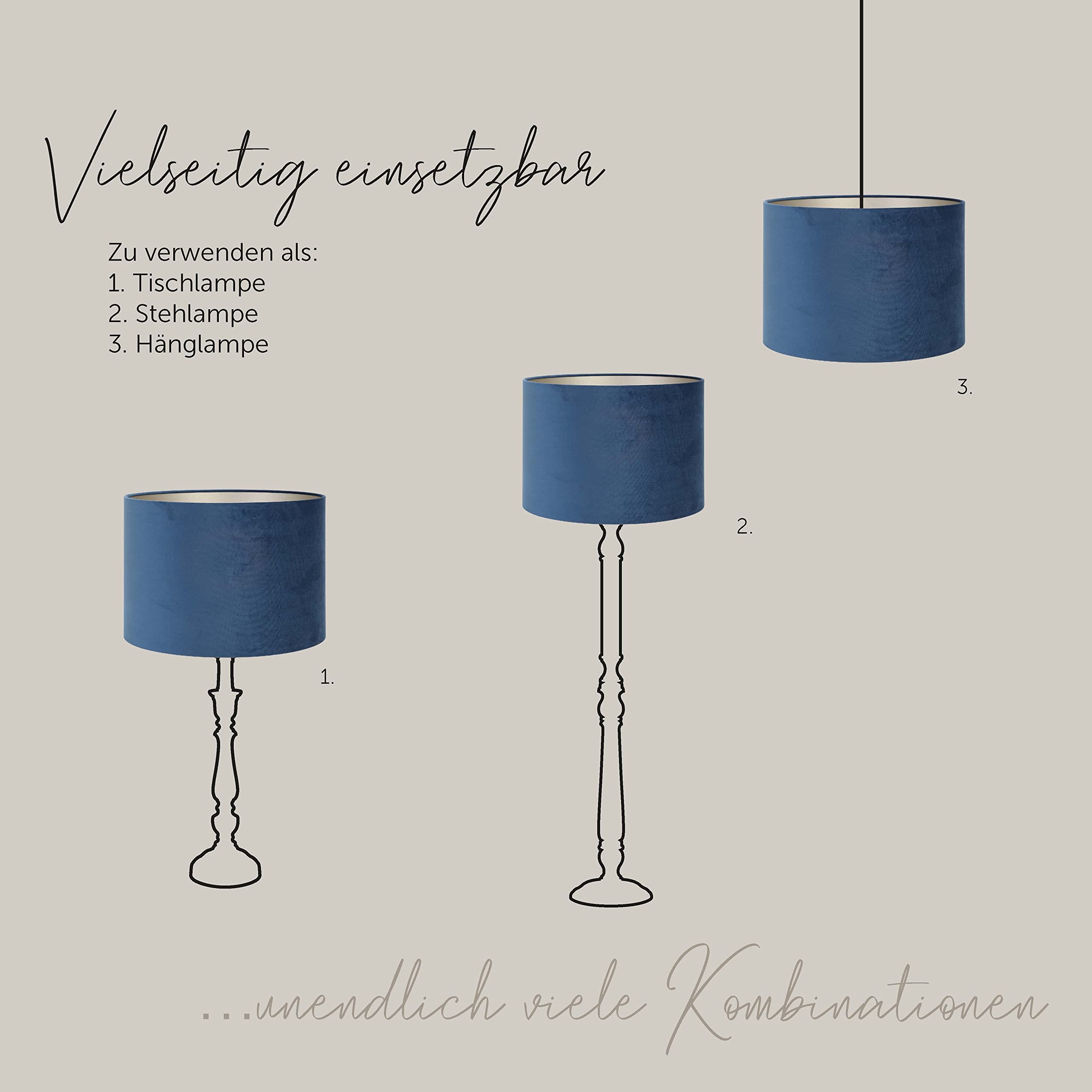 Light & Living Abat-jour cylindre Velours - Petrol Blue - Ø40x30cm