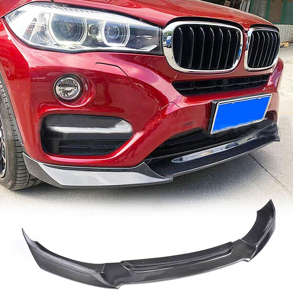 Real Carbon Fiber Front Bumper Lip for BMW X6 F16 Base SUV 2015-2018 xDrive Series sDrive35i xDrive35i xDrive50i Sport Utility 4-Door Front Chin Spoiler Splitter Protector (1PC)