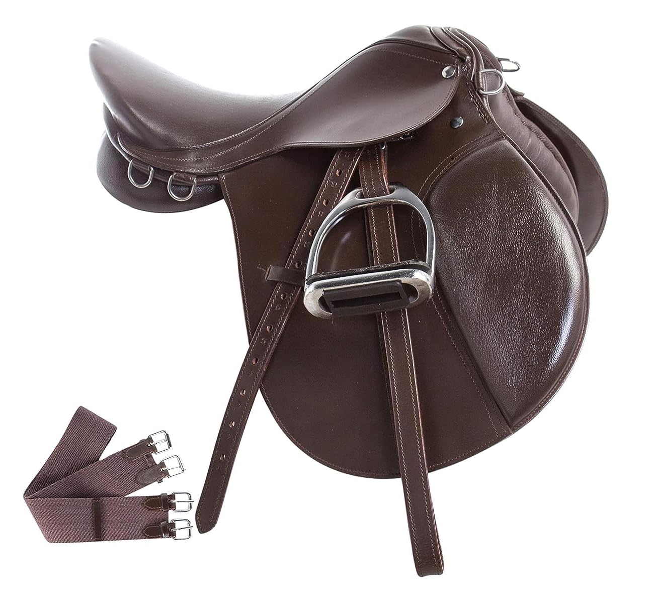 Sella per cavallo inglese Set di finimenti per cavalli da equitazione in pelle per tutti gli usi ST-ELS-008 (Sedile da 12 pollici)