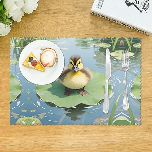 Miniatura 3 de Rectangular Placemats Set of 4, Heat Resistant Duck Printed Kitchen Dining Table Mats