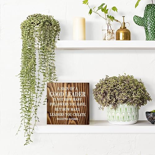 Miniatura 114 de HTBIG Letrero inspirador para decoración de oficina, decoración de escritorio, caja de madera rústica, negra, bloque de madera, placa para hogar