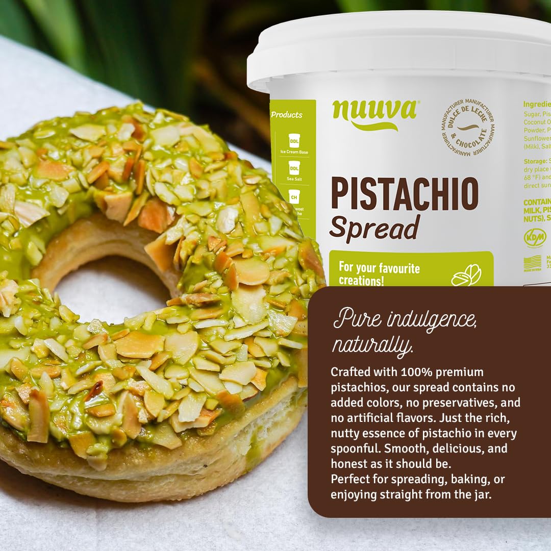 Nuuva Foods Pistachio Spread Rich Nutty Pistachio Cream for Dubai Chocolate Bar Smooth Nut Butter Spreadable Cream Perfect — view 3