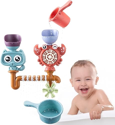 Navaris Jouet Bain Bébé - Jeu Bain Bebe Enfant avec Fontaine Eau pour Le Bain et