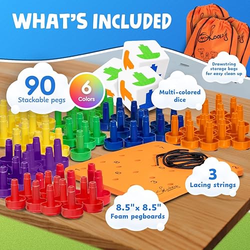 Miniatura 7 de Skoolzy Montessori Tablero Sensorial de Clavijas Juego de 33 Piezas - Desarrolla el Juego Sensorial Terapia Ocupacional Juguetes Educativos de