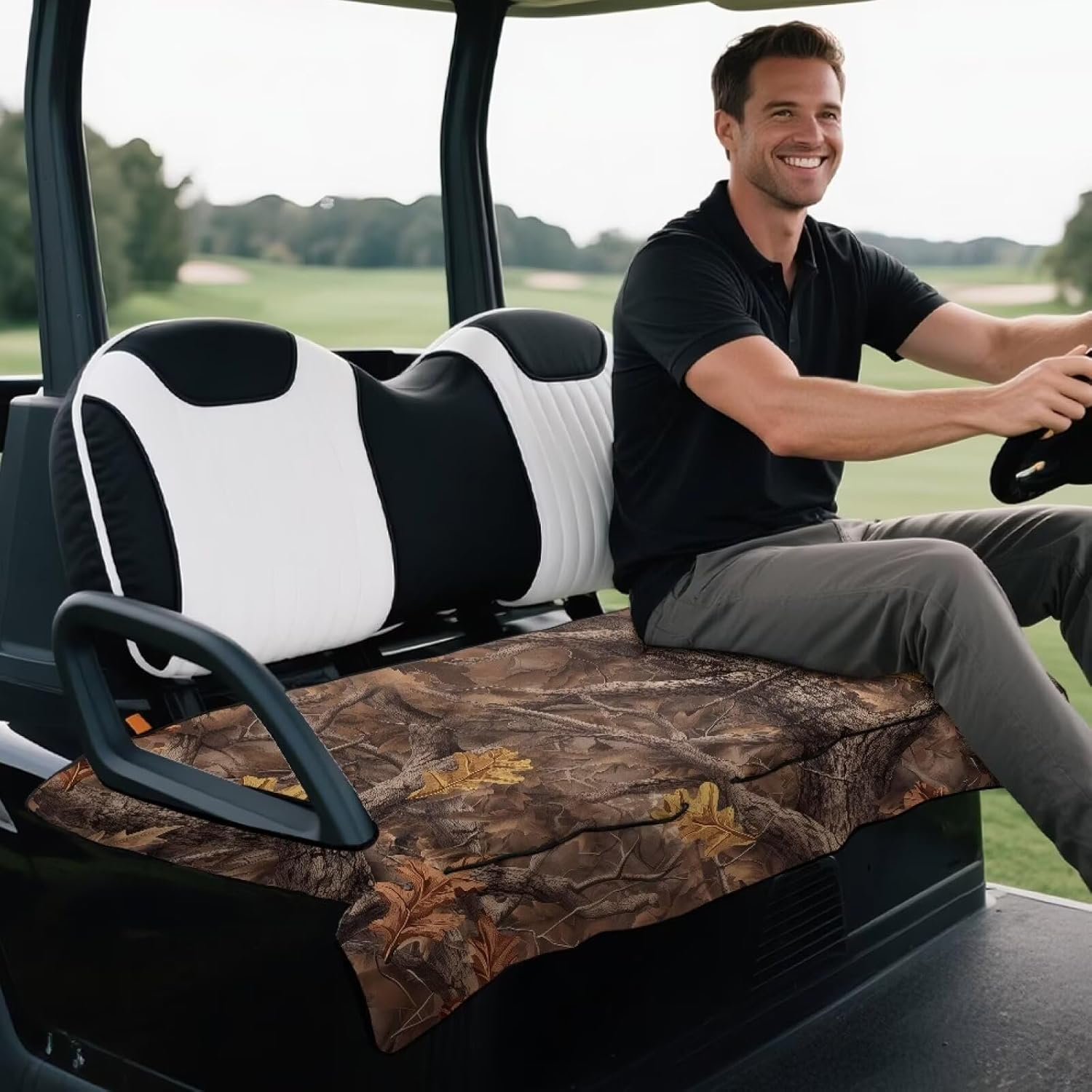 Bulopur Golf Cart Seat Cover with Pockets Universal for Clob Car Old Ds 2/4 Person Seats Easy Install Golfcart Accessory