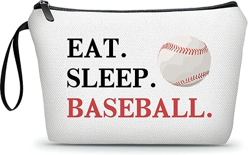 Baseball Themed Travel Makeup Bag - Baseball Gifts For Women