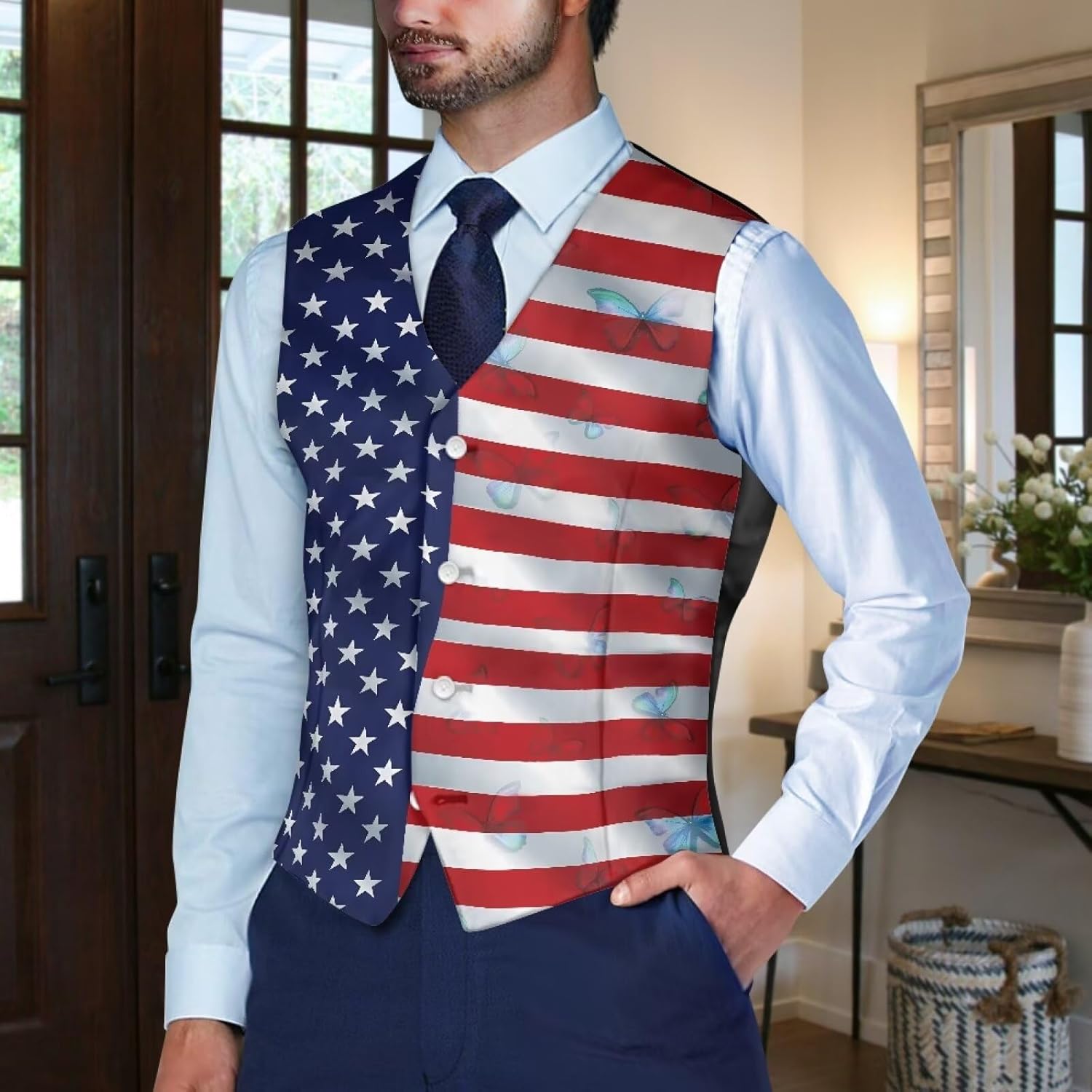 DISNIMO Men's Formal Suit Vest Slim Fit Casual Business Dress Waistcoat Vest Big and Tall - Image 3