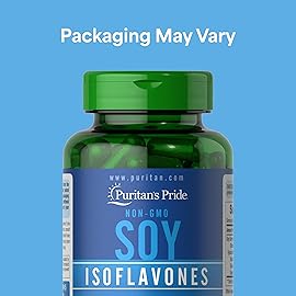 Puritan\'s Pride Non-GMO Soy Isoflavones 750mg, Dietary Supplement with Active Daidzein, Genistein, and Glycitein Supports Menopause and Hot Flashes, 120 Rapid Release Capsules
