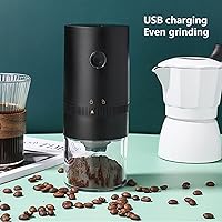 Vista 2 de Topyond Molinillo de café eléctrico, molinillo de granos de café, molinillo negro de carga USB, para el hogar, cocina, café, grano, especias