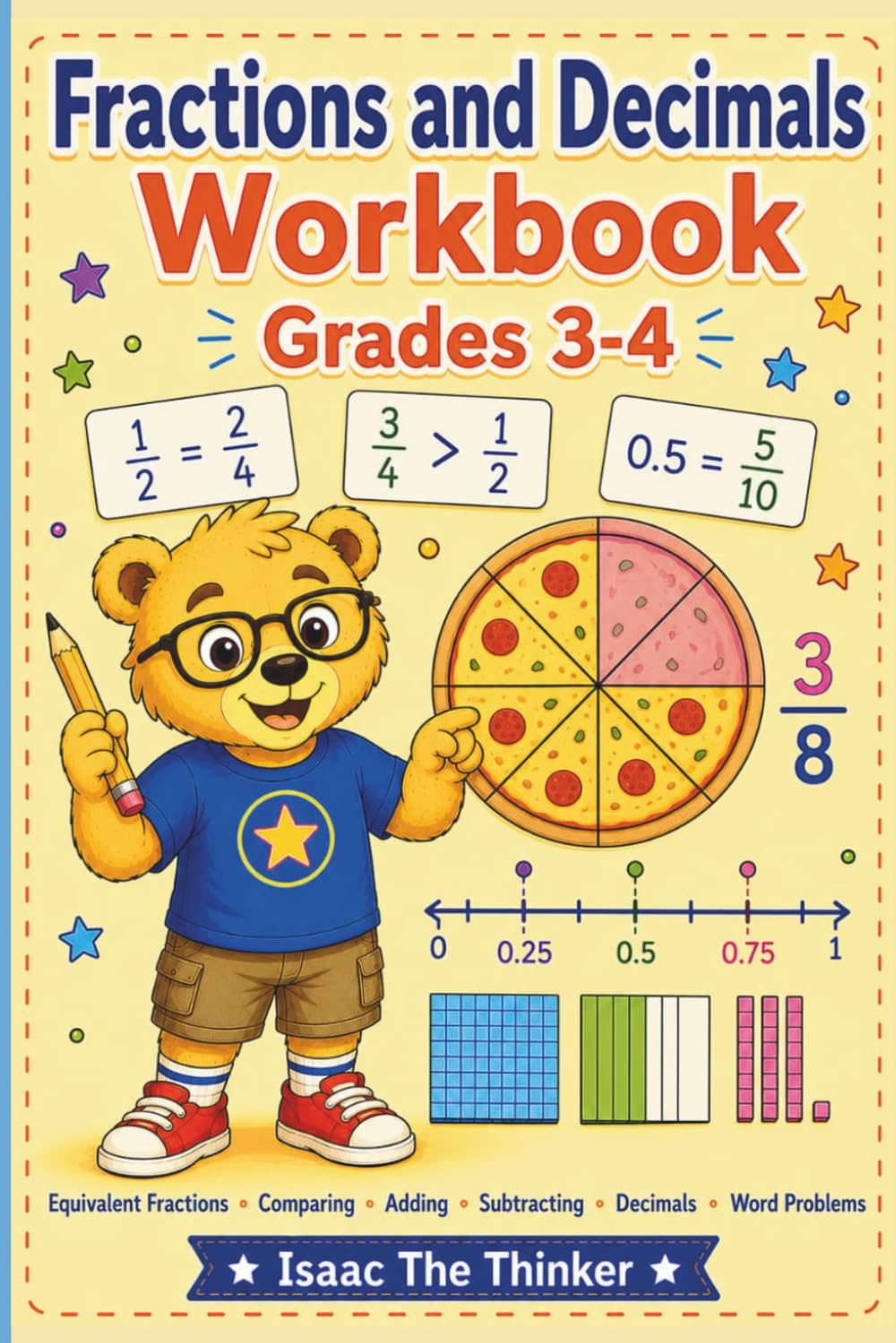 Fractions and Decimals Workbook for Kids Grades 3-4: Equivalent Fractions, Comparing, Adding, Subtracting and Introduction to Decimals | Grades 3-4 (Math Workbook Series)