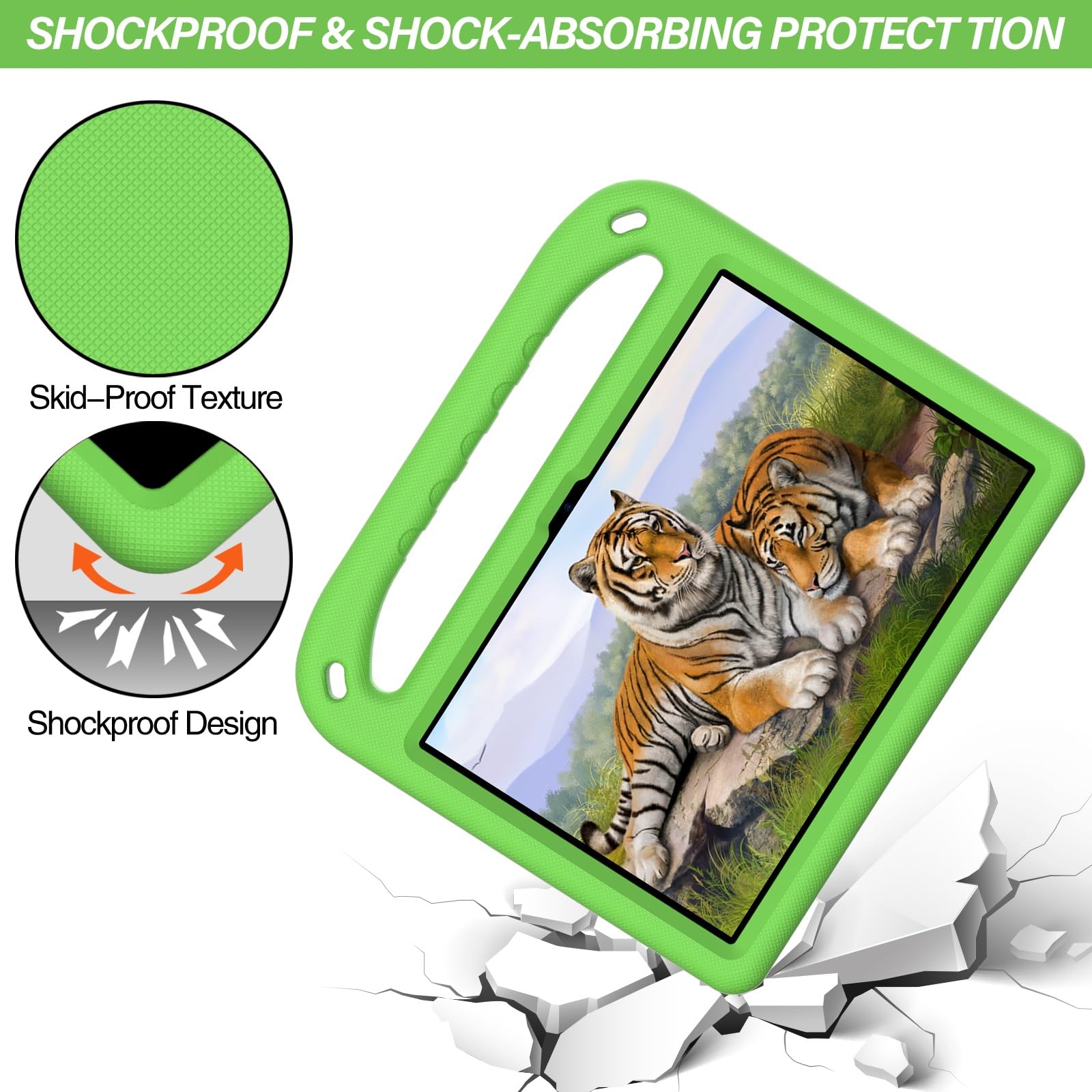 Ochronne etui na tablet Kompatybilny z Kindle Fire HD8/HD 8 Plus 2022 2020, amortyzujący wstrząsy, z uchwytem, ​​EVA, uchwytem, ​​solidne etui na tablet dla dzieci, lekkie Pełna ochrona(Ye?il)
