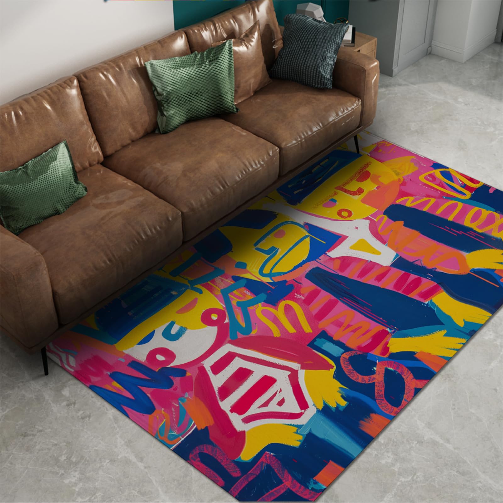 Tapis de porte d’entrée dessin animé doux à poils ras pour enfants