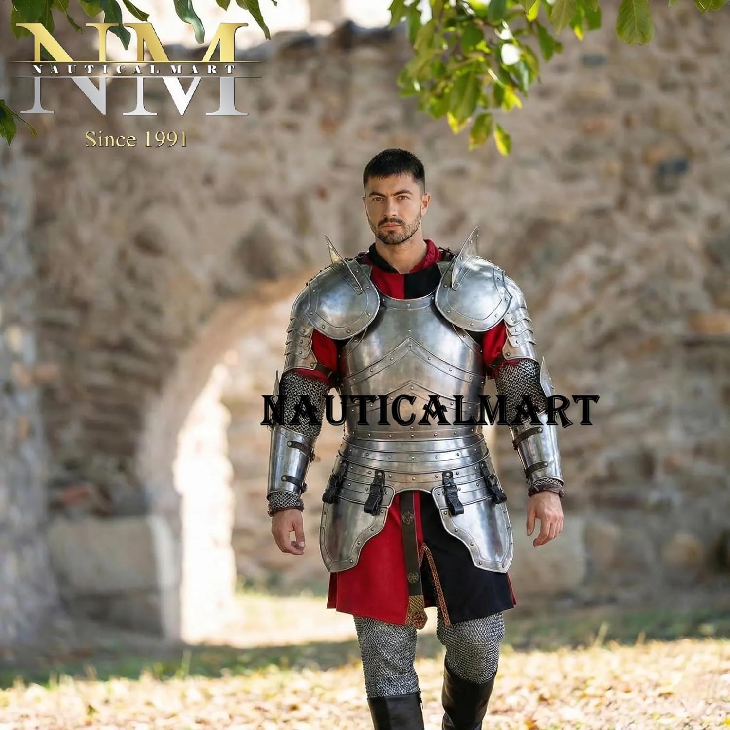 Medieval Barbuta Winged Knight Armor Suit- Wearable Full Body Steel Plate Armor with Valkyrie-Inspired Feathered Helmet, Breastplate, Pauldrons, Bracers Perfect for LARP, Renaissance Fairs, & Cosplay