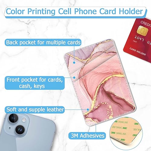 Miniatura 2 de Cartera de cuero para teléfono con tarjetero para teléfono, adhesivo adhesivo para teléfono con elegante funda para tarjetas de crédito, adecuado