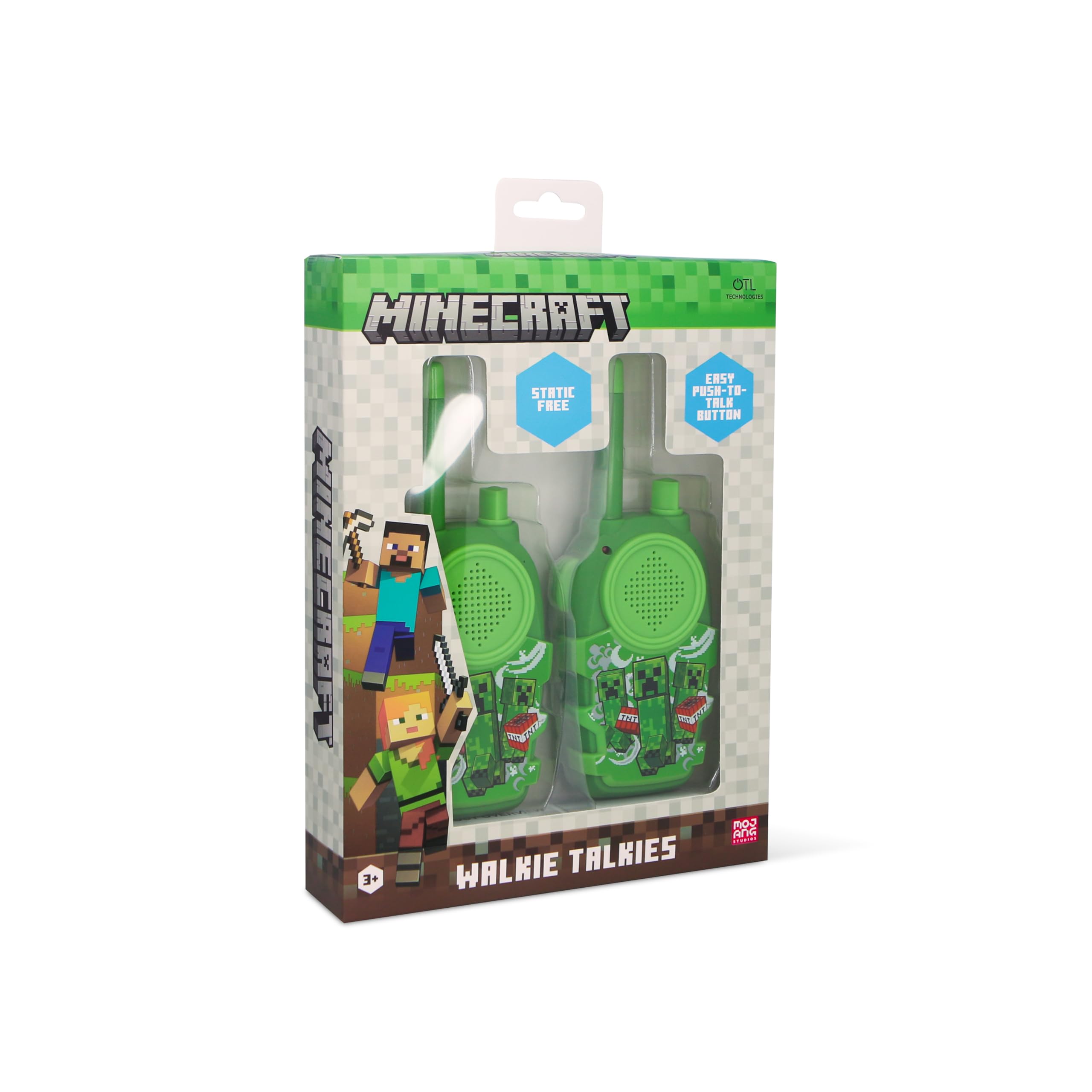 OTL Technologies Minecraft, set walkie talkie verde, portata 150 metri, funzione push-to-talk