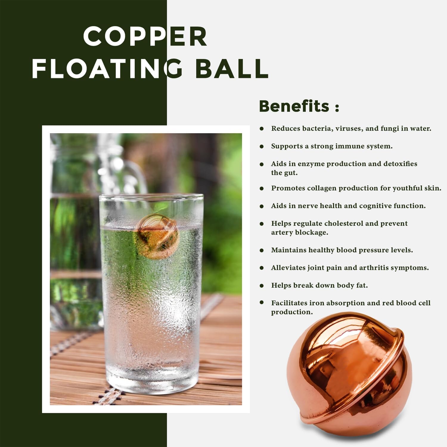 Ayurvedic Copper Ball for Water Purification – 100% Pure Copper, Small Round Design (2, 4 cm) 2