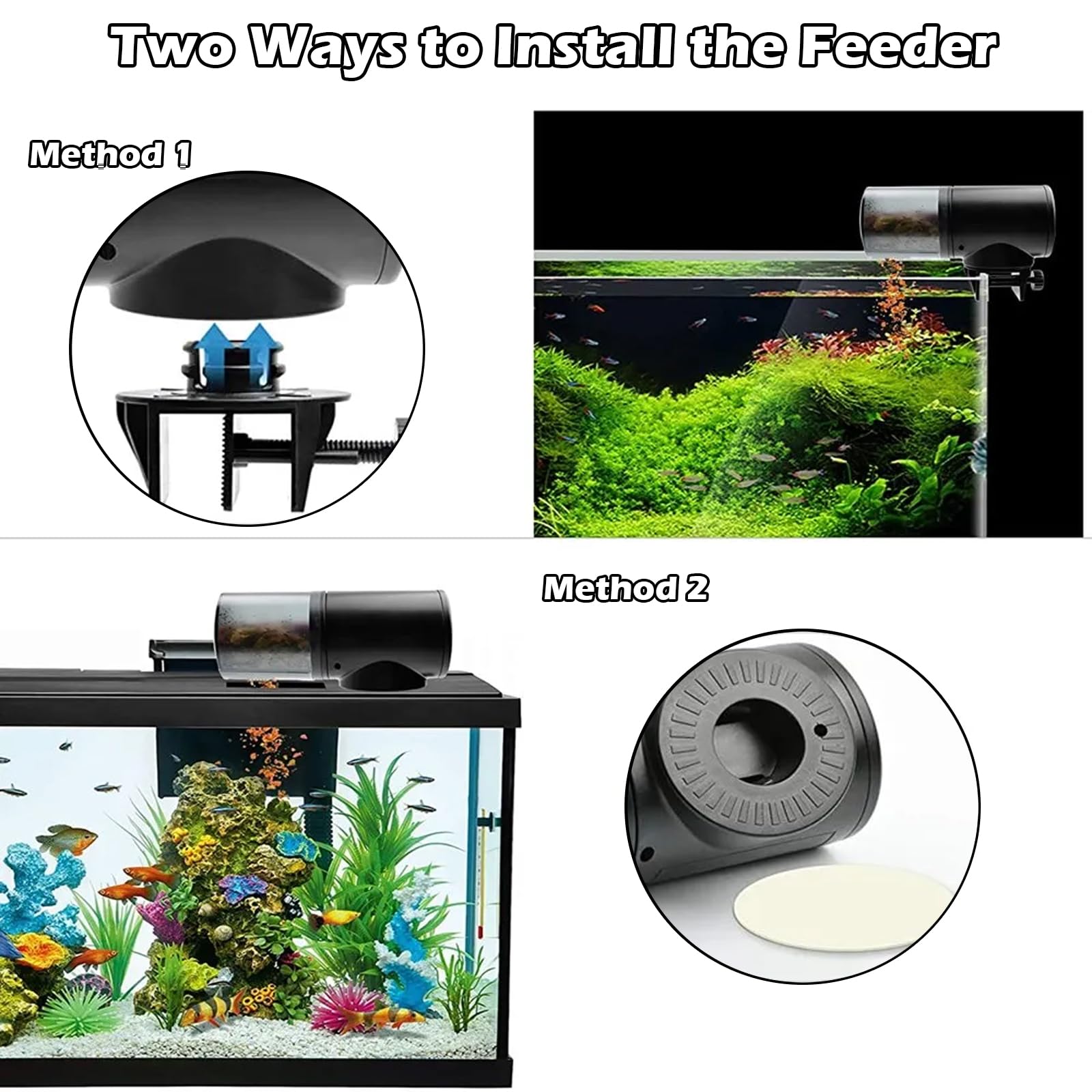 Alimentador Automático para Peces de Acuario a Batería, 200ml Gran Capacidad Dispensador Comida a Prueba de Humedad