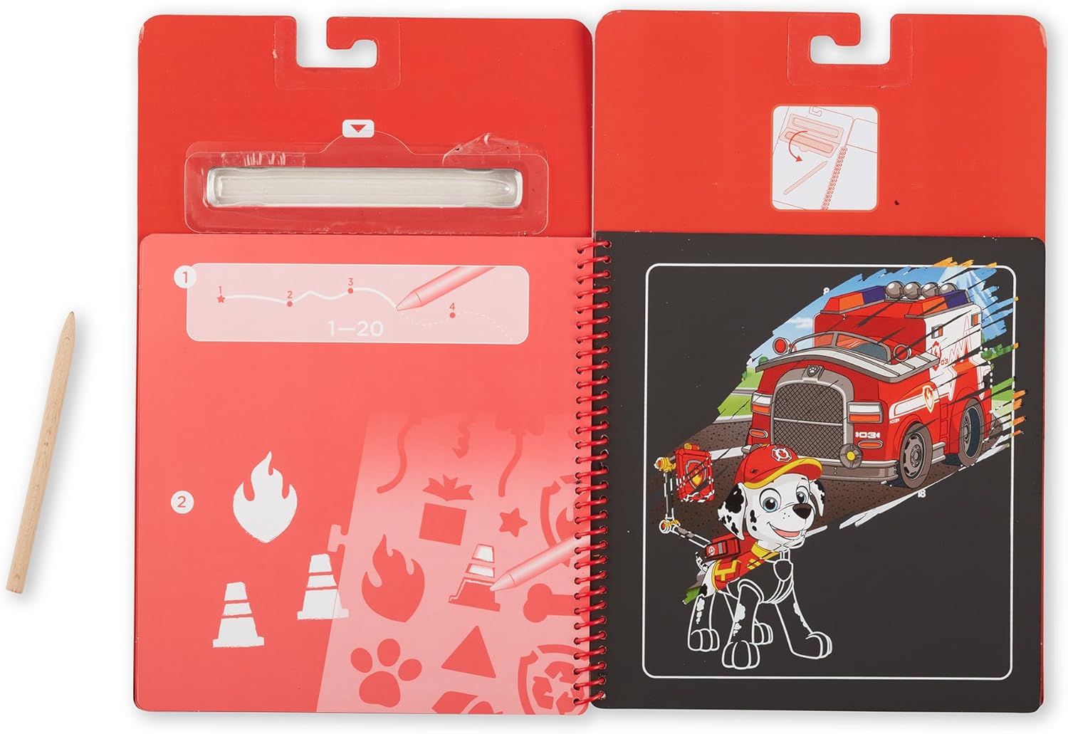 Melissa & Doug PAW Patrol Scratch Art Pad - Marshall Colour Reveal Travel Activity Pad