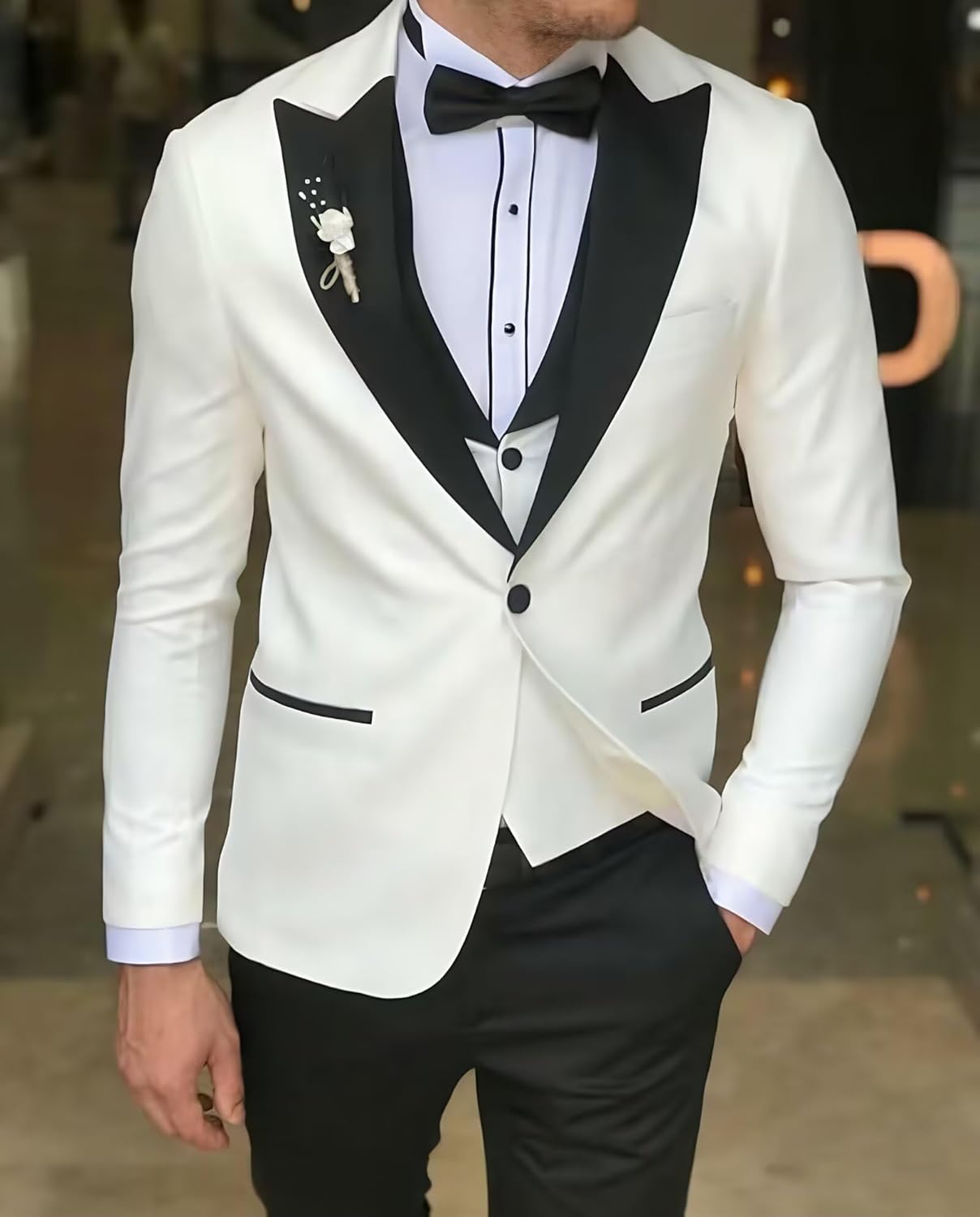 Mens Suits 3 Piece, Suits for Men Slim Fit Double Breasted Suit Men Wedding Business Prom Blazer Vest Pants Set