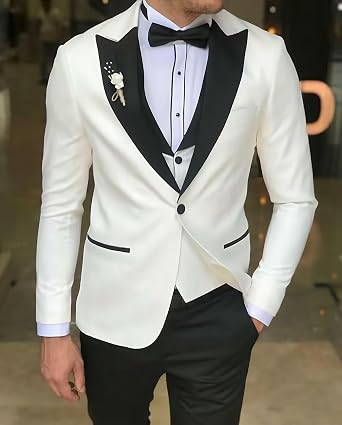Mens Suits 3 Piece, Suits for Men Slim Fit Double Breasted Suit Men Wedding Business Prom Blazer Vest Pants Set