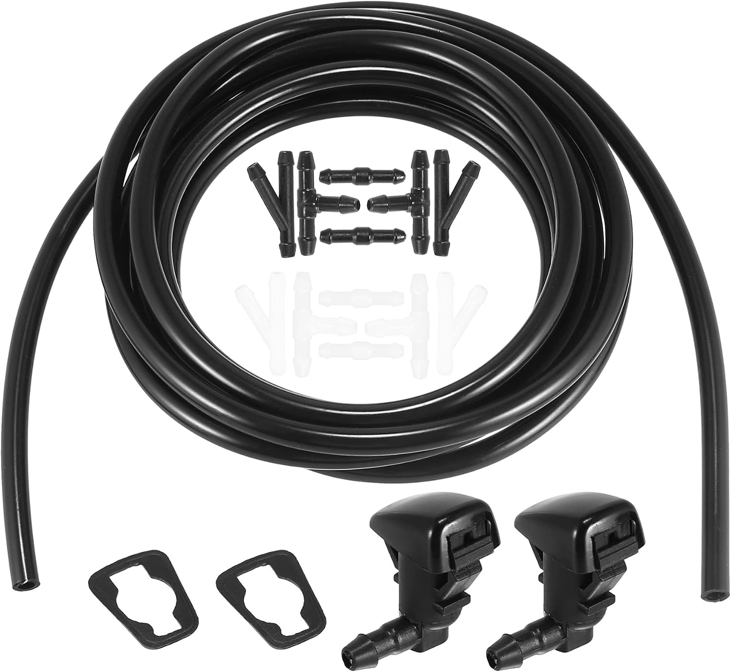 Windshield Washer Hose Kit for Toyota Tacoma 1995–2004, 3M Washer Fluid Tube with 12 Connectors, Front Nozzle Replacement - 15 Pcs Black