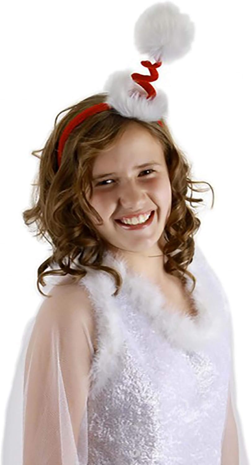 Cocktail Springy Santa Headband - Velvet Fabric with Faux Fur and Red Spring Pom, Costume Accessory