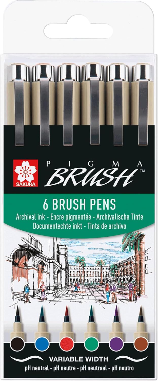 SAKURA Pigma Brush Set | 6 Colours (POXSDKBR6)