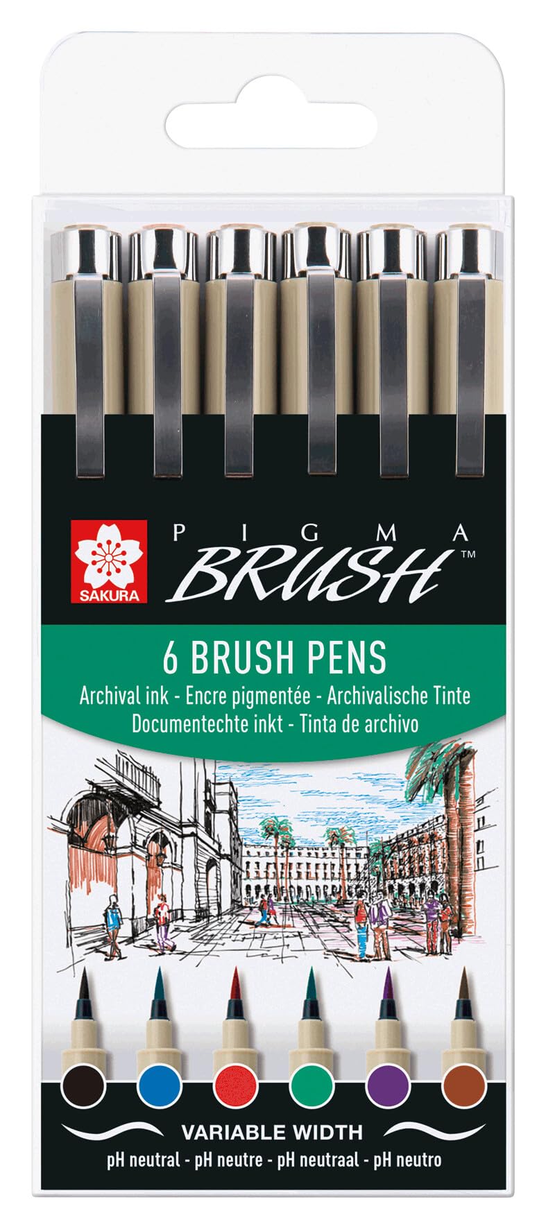 Pigma Brush Set | 6 Colours (POXSDKBR6)