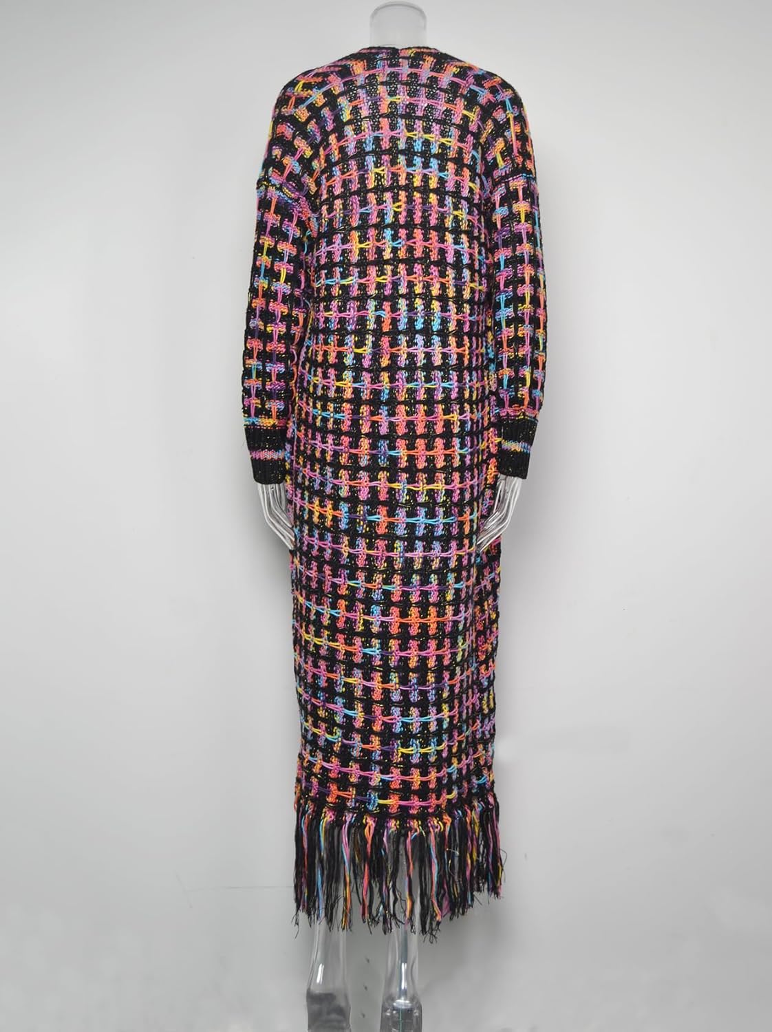 Womens Oversized Cardigan Sweater Long Dusters Boho Maxi Aztec Open Front Fringed Tassels Jacket Outwear - Image 6