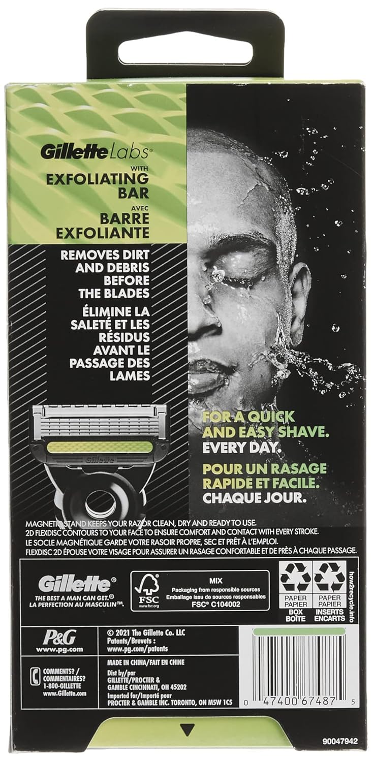 Gillette Labs Mens Razor with Exfoliating Bar, Shaving Kit for Men, Includes 1 Handle, 2 Razor Blade Refills, 1 Premium Magnetic Stand - Image 7