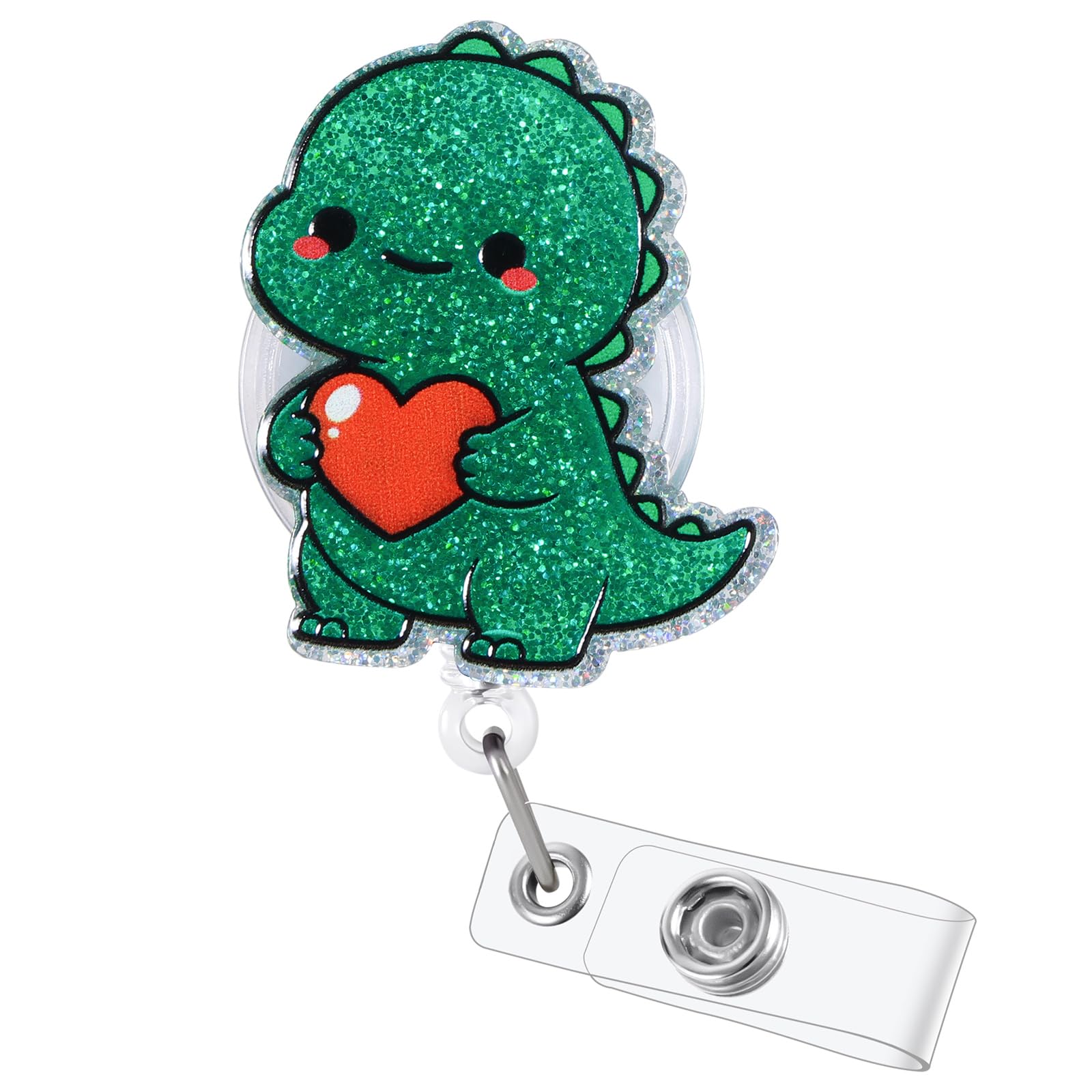 Funny Dinosaur Badge Reel | Retractable ID Card T-Rex Badge Holder | Name Tag Work Badge Clip for RN LPN CNA MA ER Night Shift Nurse Nursing Student Doctor | Nurse Gifts | Acrylic｜Alligator Clip
