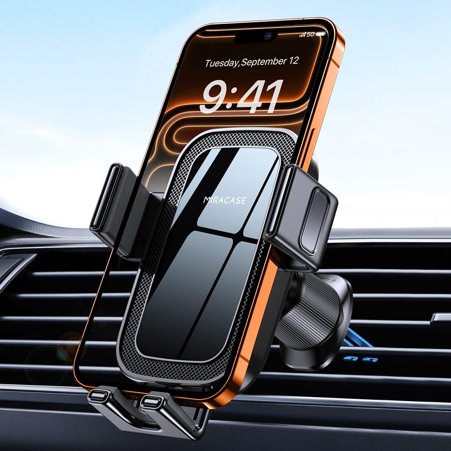 Miracase Handyhalterung Auto【2026 Upgrade Version mit Doppelhaken】 360° Drehbare rutschfeste Handyhalterung Auto Lüftung, Hochstabile Smartphone Auto Halterung für iPhone Samsung Huawei usw