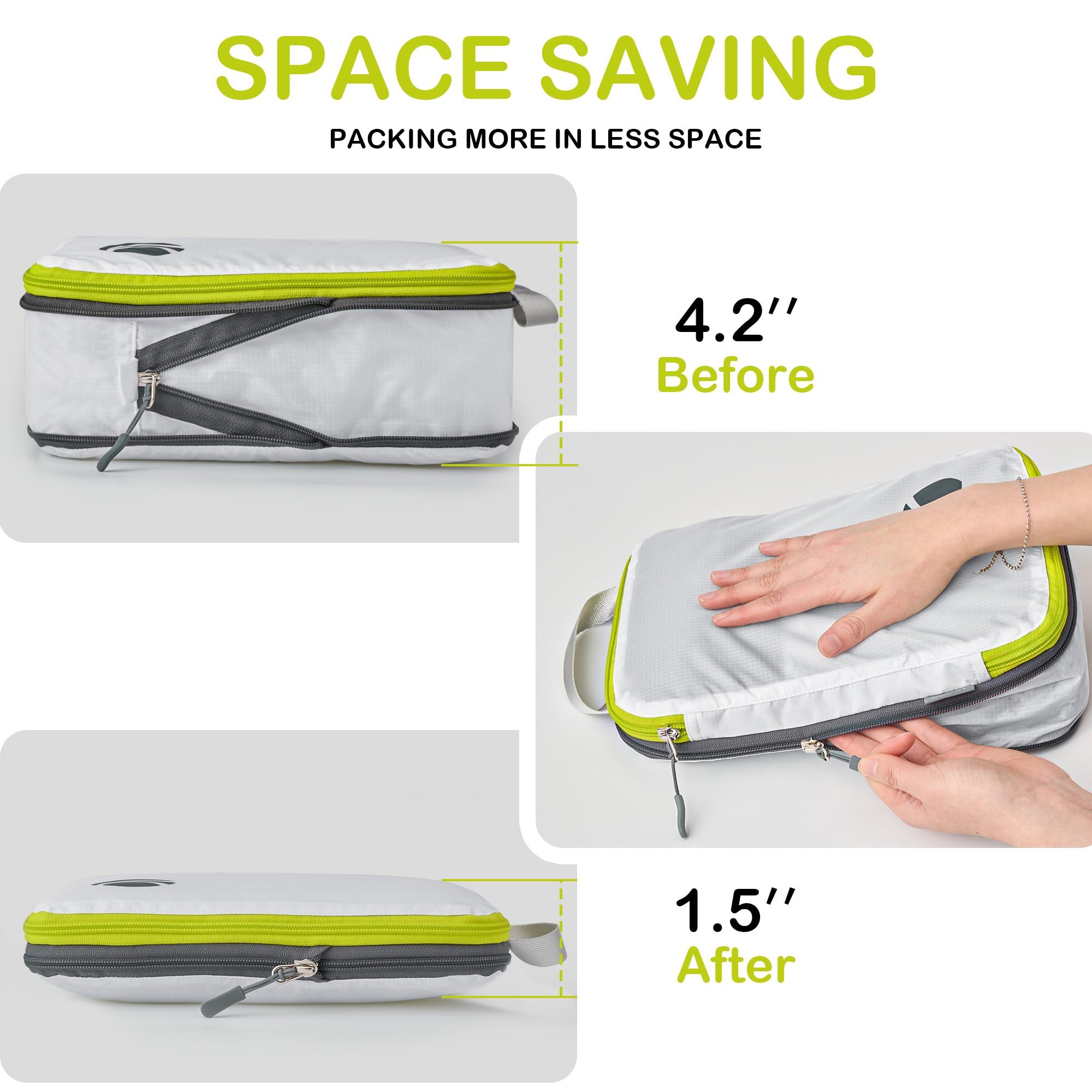 Organisateur Valise Cipway 2 Pièces - Sacs Compression Voyage Ultralégers Extensibles (Vert Sauge)
