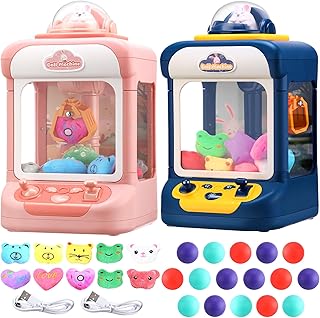 2 Set Mini Claw Machine Vending Machine Grabber Prize Electronic Arcade Claw Game Machine with Sound and Stuffed Toys Twister Eggs Dispenser Toys for Birthday Party Gifts Boys and Girls