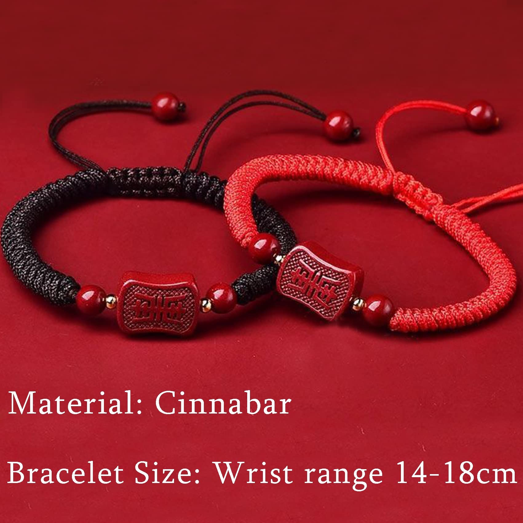 Pulsera Feng Shui Pulsera De Cuarzo De Cristal De Cinabrio Pulsera De Hilo Rojo Amuleto De Buena Suerte Pulsera Redonda De Cuentas Elástica Piedra Talismán Pulsera De Cristal Vintage Mujeres