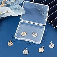 Vista 40 de Beebeecraft 5Pcs/Box Evil Eye Charms 18K Gold Plated Brass Flat Round with Blue Cubic Zirconia Turkish Evil Eye Pendants Jewelry Making Findings for
