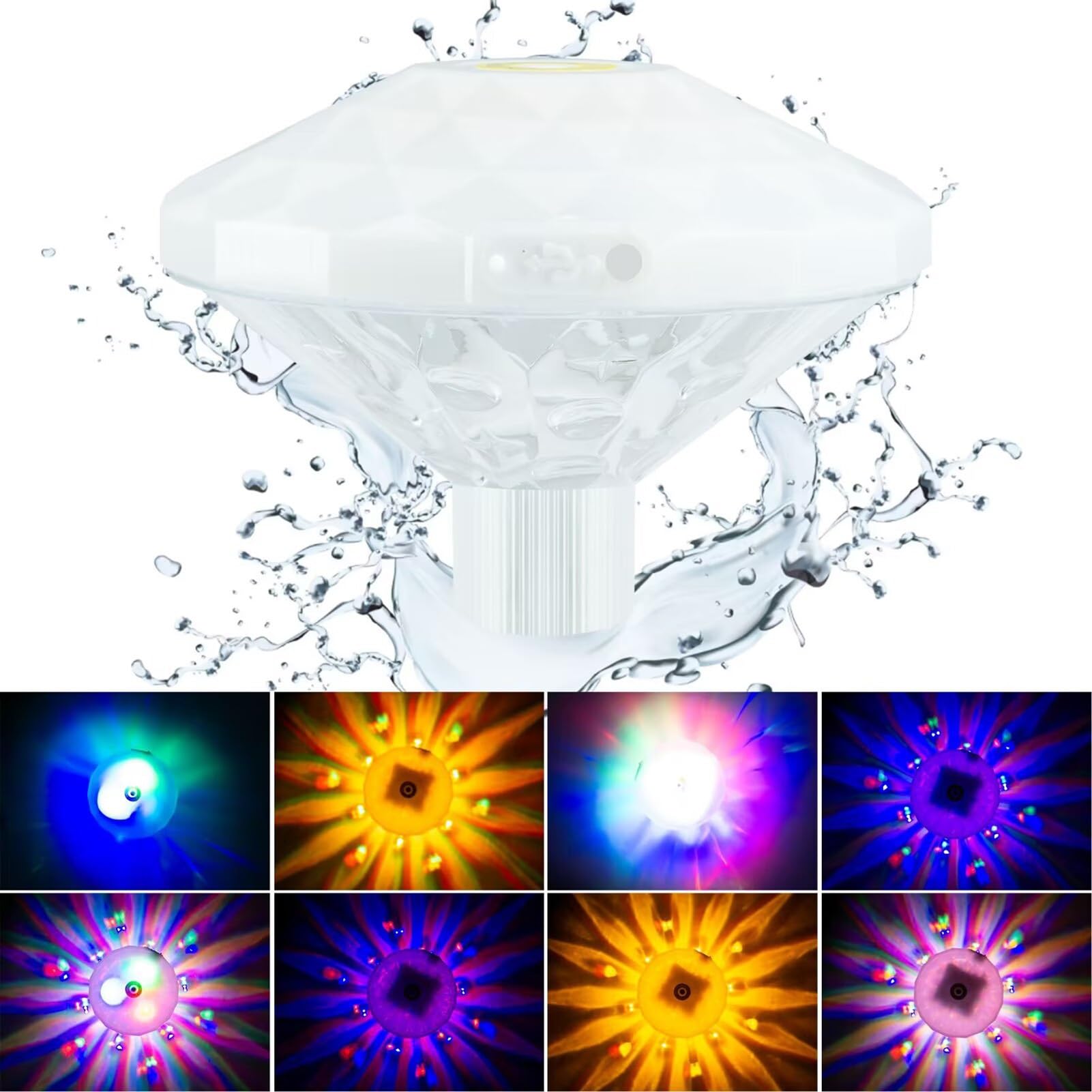Światła podwodne Zatapialne światła LED — wodoodporne oświetlenie basenowe IP68, 7-trybowy reflektor w różnych kolorach, pływające światła do basenu/wanny/stawu(2pcs)