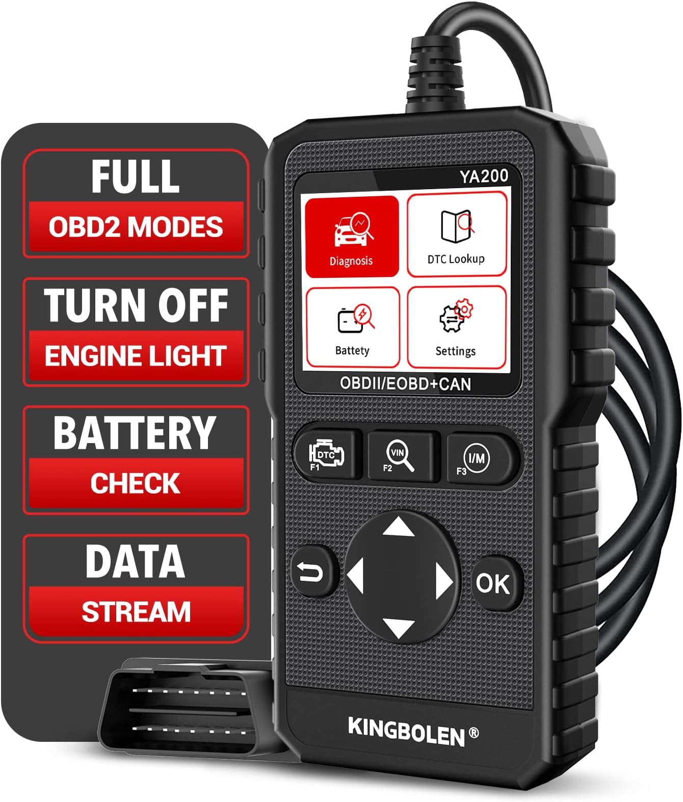 YA200 OBD2 Scanner, Car OBD2 Code Reader Check Engine Light, Car Scanner OBDII Full Functions with Voltage Test OBD2 Scanner Diagnostic Tool for All OBDII CAN Protocol Cars Since 1996