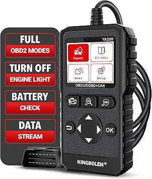 KINGBOLEN YA200 OBD2 Scanner, Car OBD2 Code Reader Check Engine Light, Car Scanner OBDII Full Functions with Voltage Test OBD2 Scanner Diagnostic Tool for All OBDII CAN Protocol Cars Since 1996