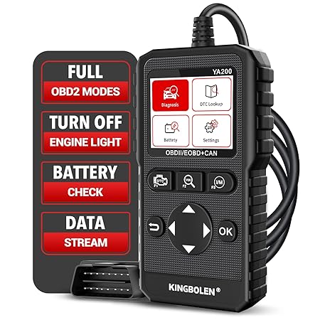 KINGBOLEN YA200 OBD2 Scanner, Car OBD2 Code Reader Check Engine Light, Car Scanner OBDII Full Functions with Voltage Test OBD2 Scanner Diagnostic Tool for All OBDII CAN Protocol Cars Since 1996