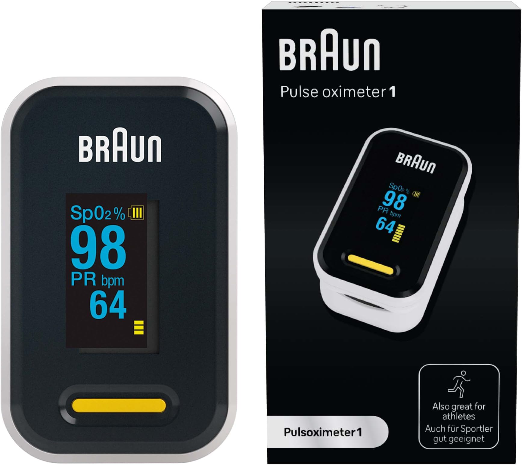 Braun Pulse Oximeter 1 - Accurate Blood Oxygen Finger Monitor - Easy-to-use at Home - For COPD, Pneumonia, Sleep Apnea Sufferers - Great for Athletes- YK-81CEU