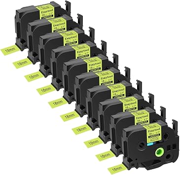 10 Pack Esaytool Replacement for TZe-C41 TZeC41 TZC41 18mm 0.7inch Black on Yellow Fluorescent Laminated Compatible with P-Touch PT-D400 PT-D410 PT-D600 PT-D610BT PT-D460BT Label Marker