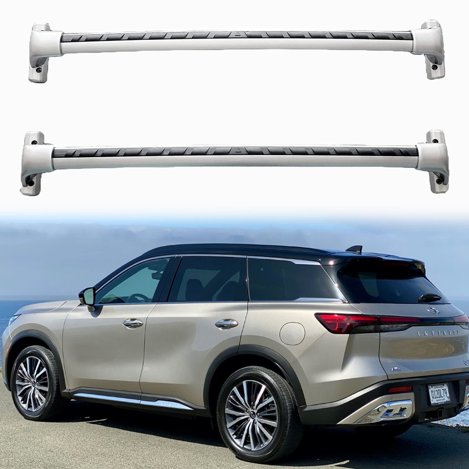 ANTS PART Roof Rack Cross Bars for 2022 2023 2024 2025 Infiniti QX60 Cross  Rails Luggage Carrier Cargo Bar Silver (Need Side Rails)