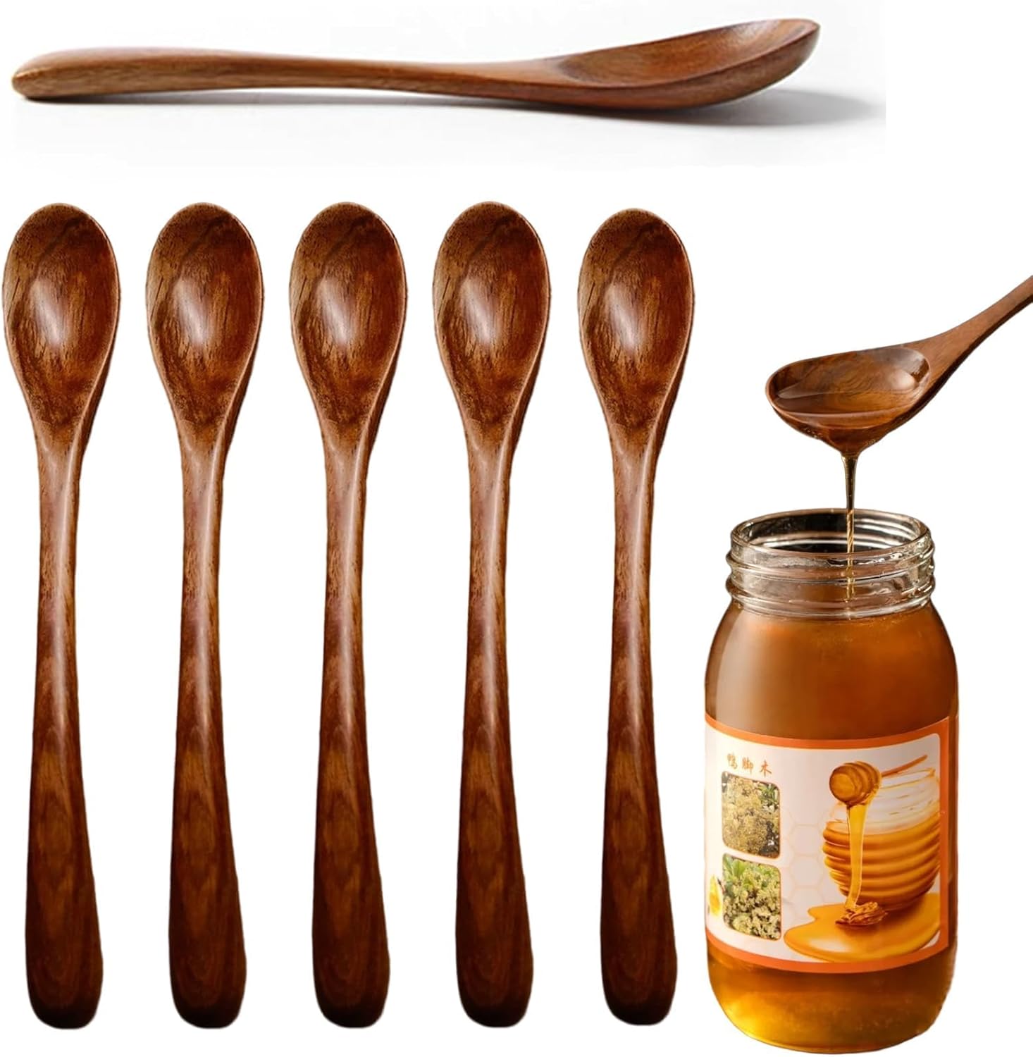 Wooden Spoon, Honey Spoon, 6pcs Wooden Spoons, Small Wooden Spoons