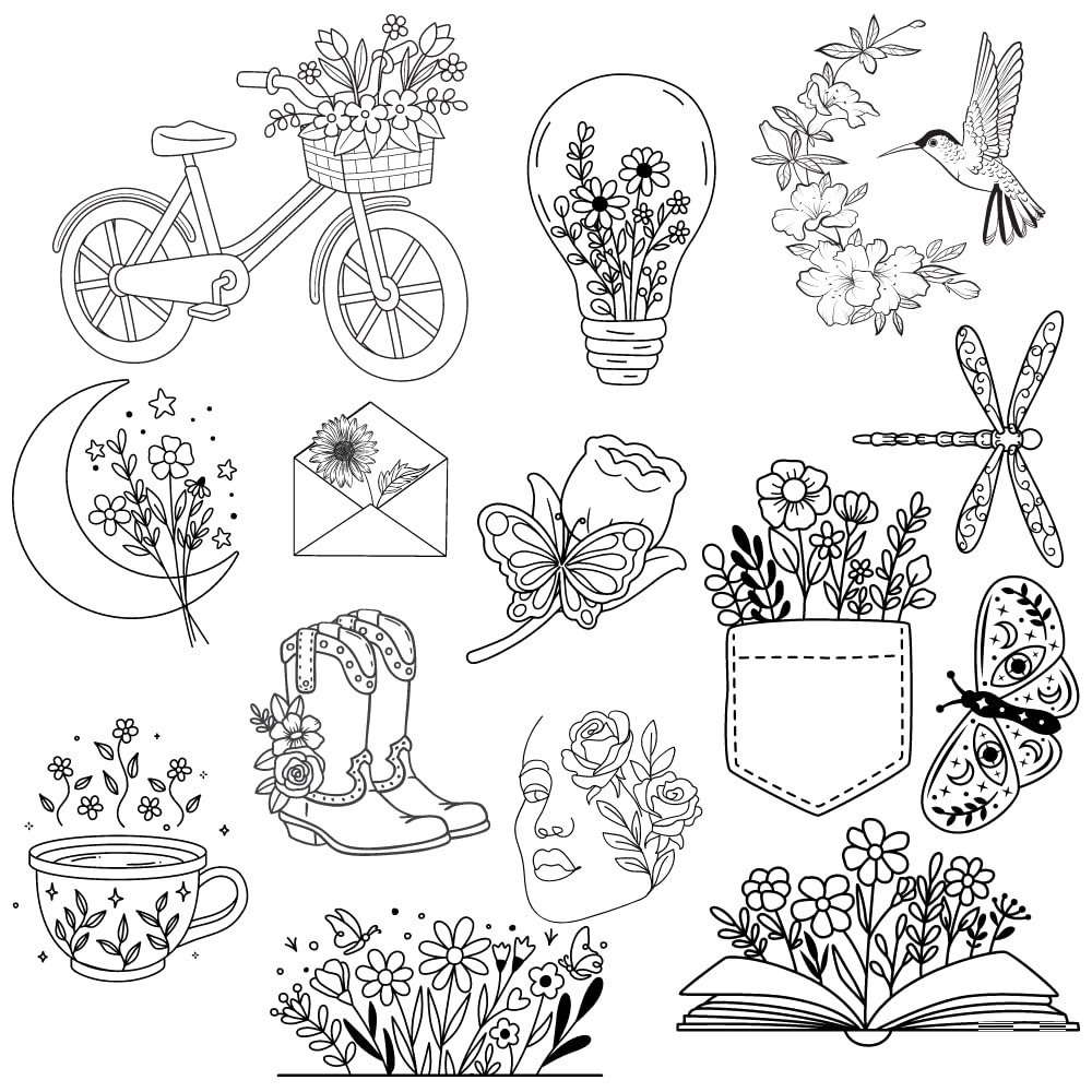 Flower Art Water Soluble Embroidery Patterns on Sulky Water Soluble Stabilizer for Hand Embroidery