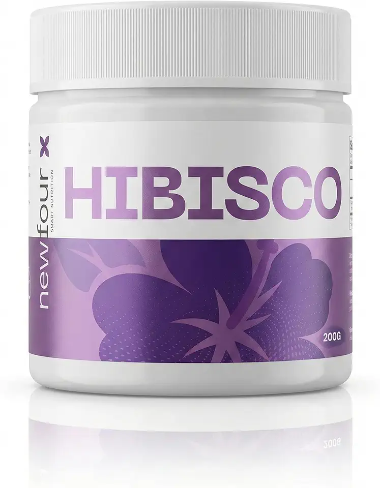 Newfour Hibisco em Pó Solúvel, Chá Vermelho Natural, 200g, Sem Açúcar, Sem Glúten, Ação Diurética e Antioxidante