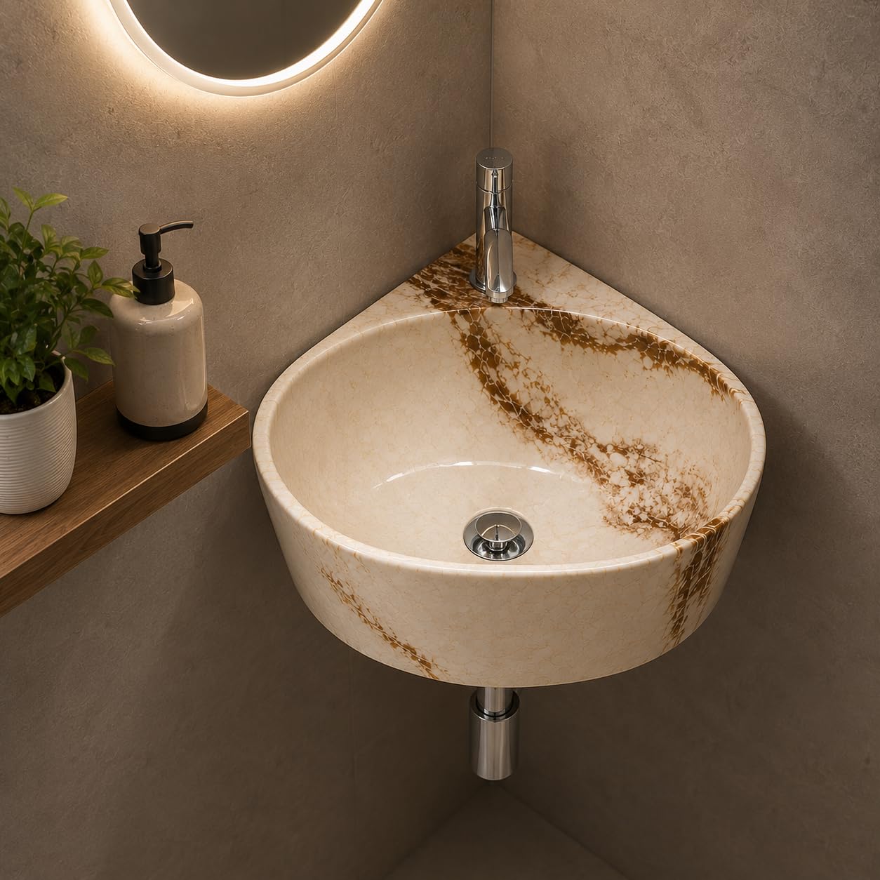Reyal Corner Sink - Space-Saving Ceramic Wash Basin -28 Reyal Corner Sink - Space-Saving Ceramic Wash Basin -28